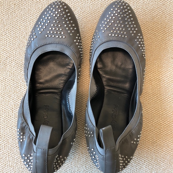 See By Chloe Shoes - See by Chloé grey leather studded flats.